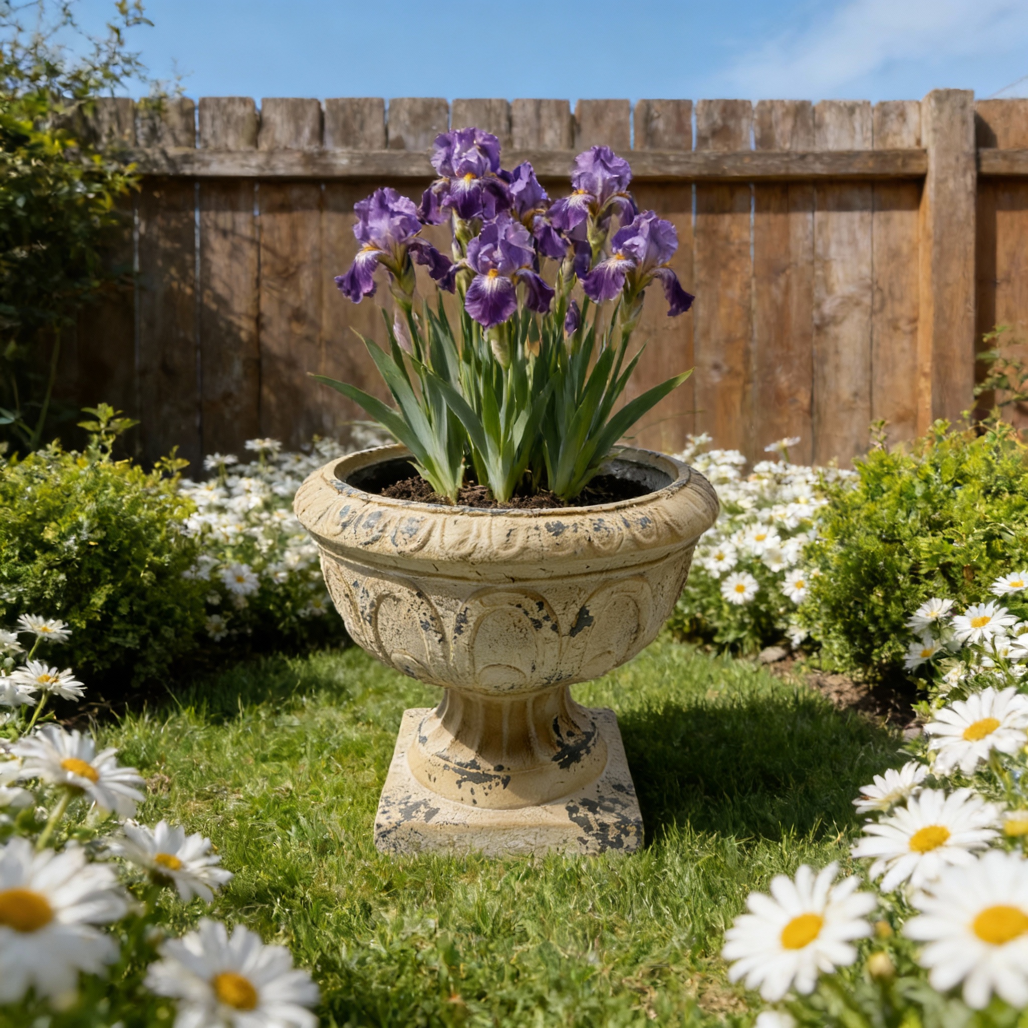 MGO Garden Planter, Garden decoration and planting,Color Antique White, Side 17.71"L X 17.71"W X 14.56'' H