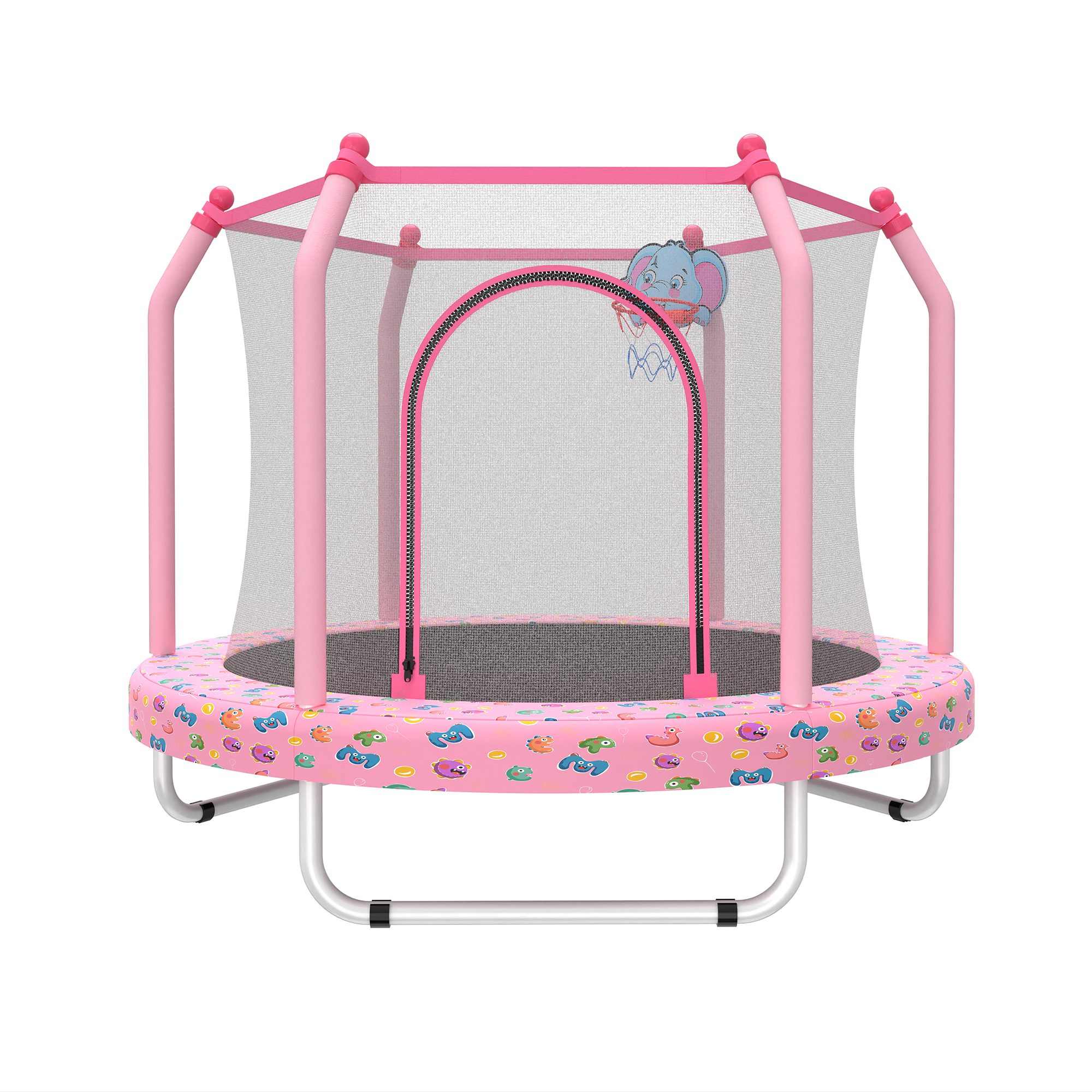 55-inch Trampoline for Kids Indoor & Outdoor Small Toddler Trampoline with Basketball Hoop