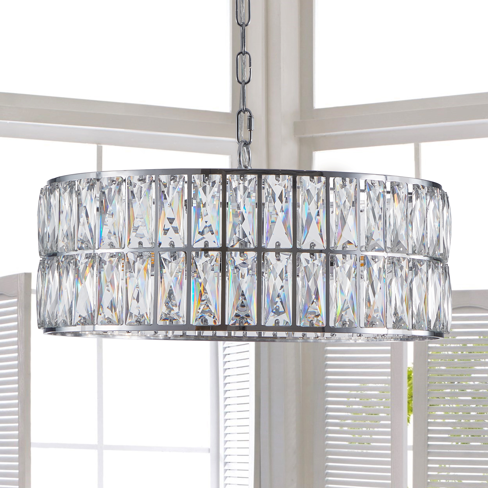 (W1340P189448/L5025-450-C) Crystal Chandeliers,5-Tier Round Semi Flush Mount Chandelier Light Fixture,Large Contemporary Luxury Ceiling Lighting for Living Room Dining Room Bedroom Hallway