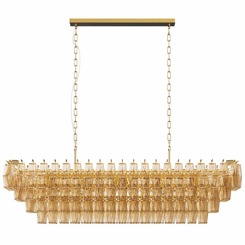 Modern Chandeliers for Dining Room, 54" Large Rectangle Gold Kitchen Chandelier Over Table, 12-Light with Smoke Glass Ceiling Lights, Farmhouse Pendant Lighting Fixture for Living Room Bedroom - Image 2