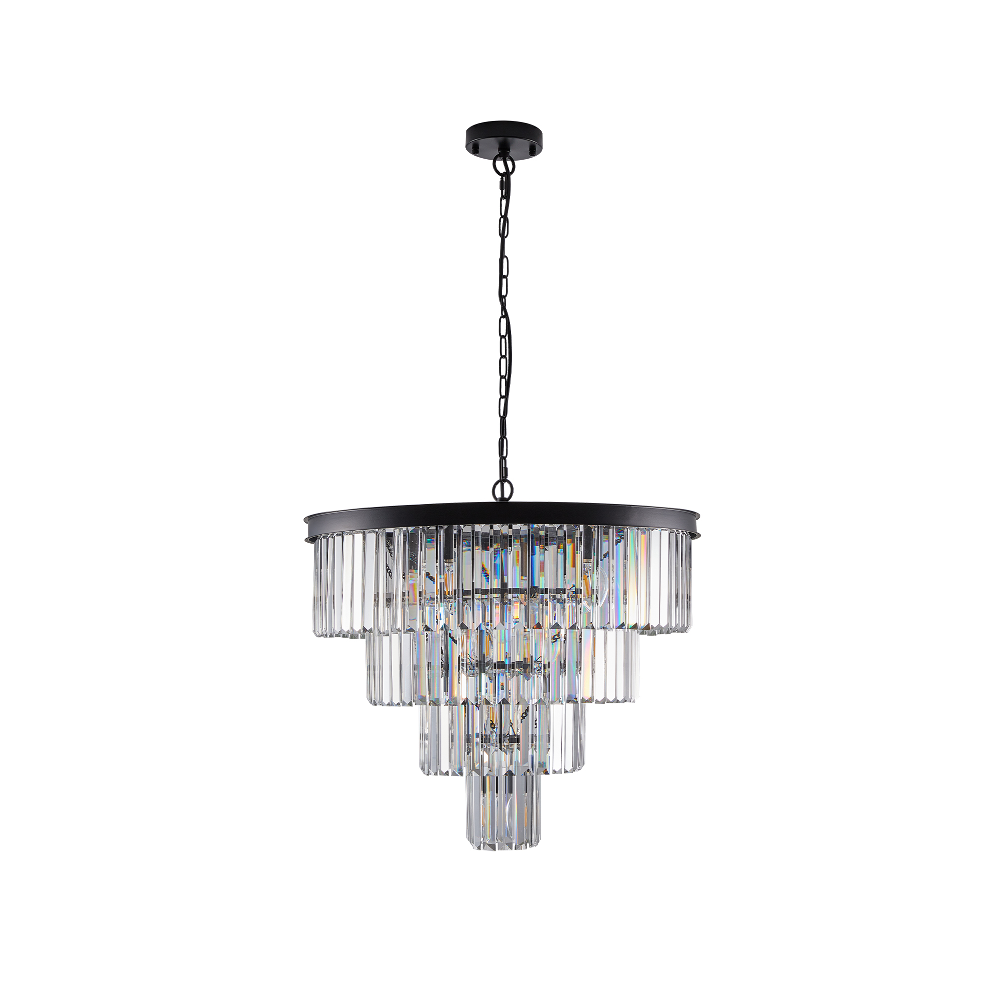 (Same as W1340P188542/L5007-600-B) 24" Contemporary Crystal Modern Chandeliers Crystal Ceiling Chandelier 4 Tier Black Chandelier Lighting for Dining Room Living Room Bedroom (Bulbs Not included) - Image 4