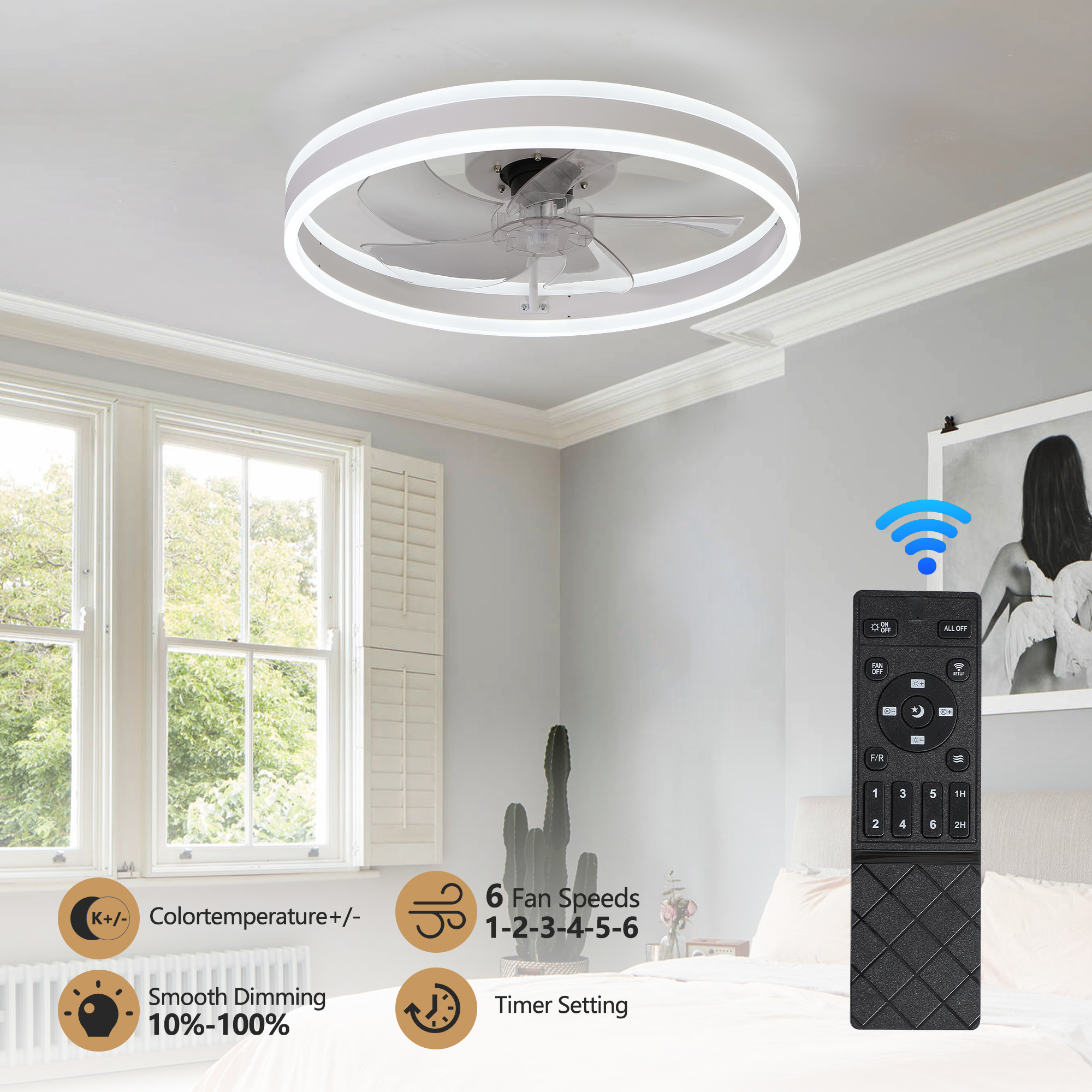 Ceiling Fan with Lights Dimmable LED - Image 3