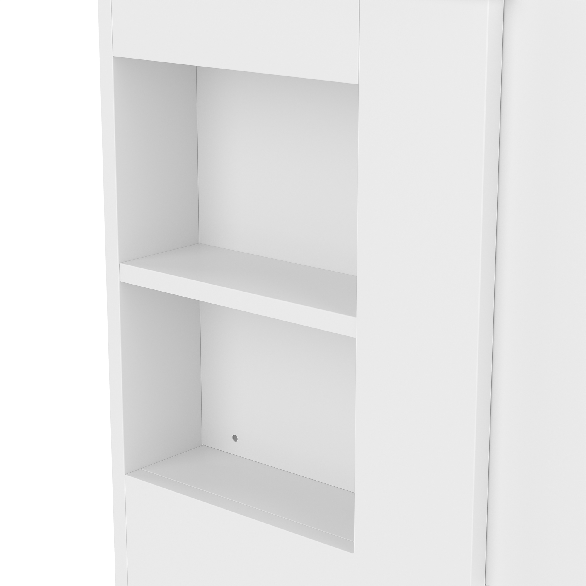 36" Bathroom Vanity with Sink, Free Standing Single Vanity Set with 4 Drawers and Side Storage Rack, Wood Cabinet with Ceramic Basin for Bathroom, White - Image 3