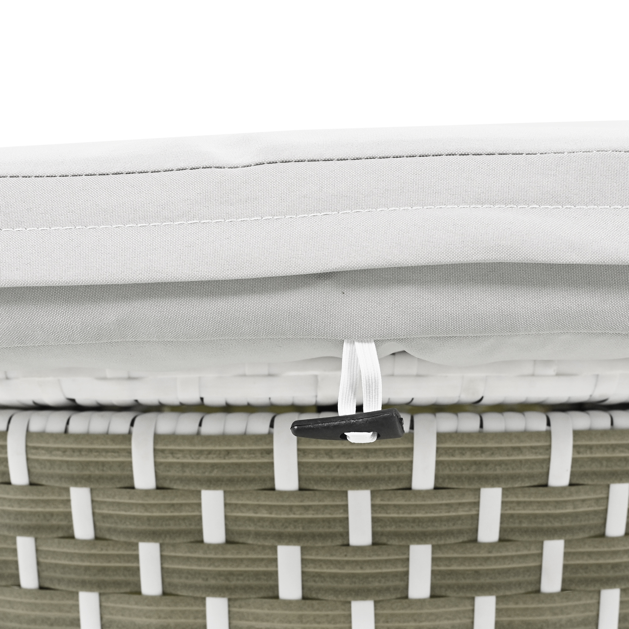 TOPMAX Patio Furniture Round Outdoor Sectional Sofa Set Rattan Daybed Two-Tone Weave Sunbed with Retractable Canopy, Separate Seating and Removable Cushion, Gray - Image 16