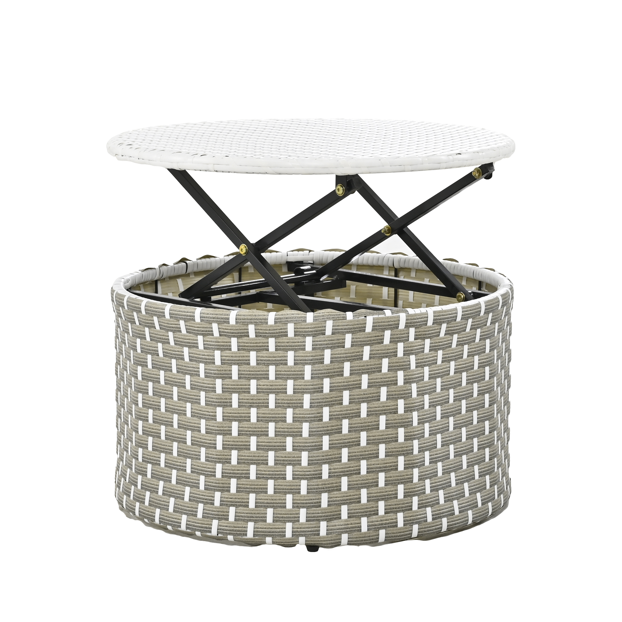 TOPMAX Patio Furniture Round Outdoor Sectional Sofa Set Rattan Daybed Two-Tone Weave Sunbed with Retractable Canopy, Separate Seating and Removable Cushion, Gray - Image 14