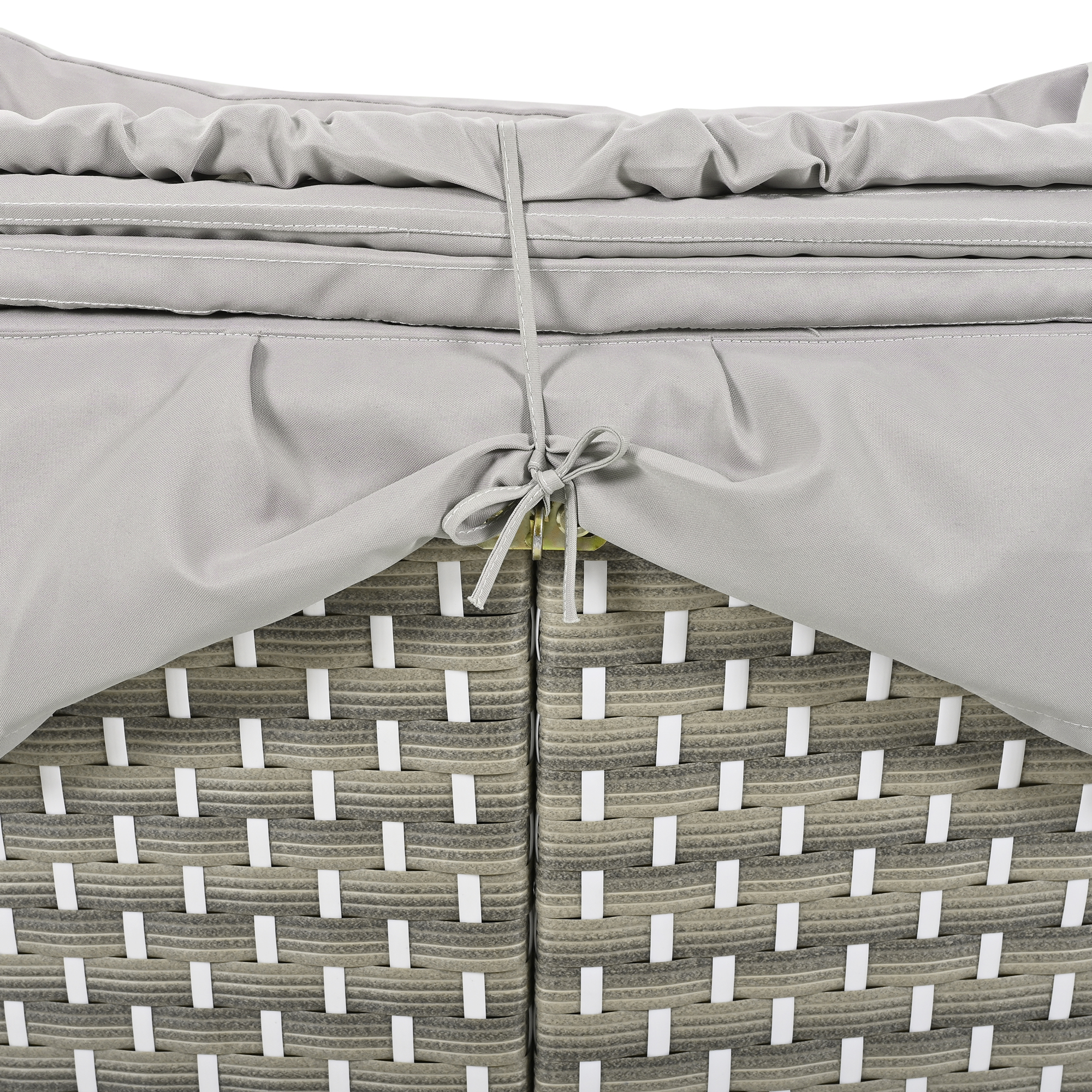 TOPMAX Patio Furniture Round Outdoor Sectional Sofa Set Rattan Daybed Two-Tone Weave Sunbed with Retractable Canopy, Separate Seating and Removable Cushion, Gray - Image 19