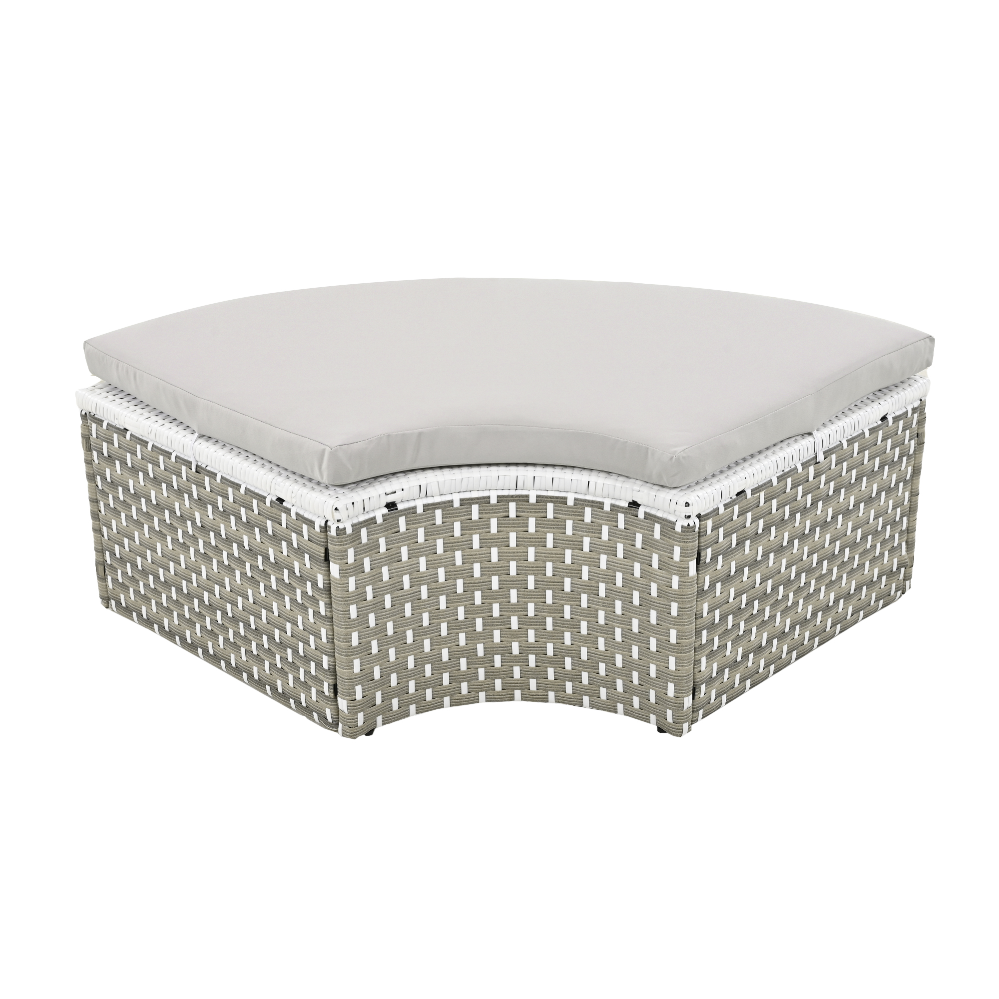 TOPMAX Patio Furniture Round Outdoor Sectional Sofa Set Rattan Daybed Two-Tone Weave Sunbed with Retractable Canopy, Separate Seating and Removable Cushion, Gray - Image 12